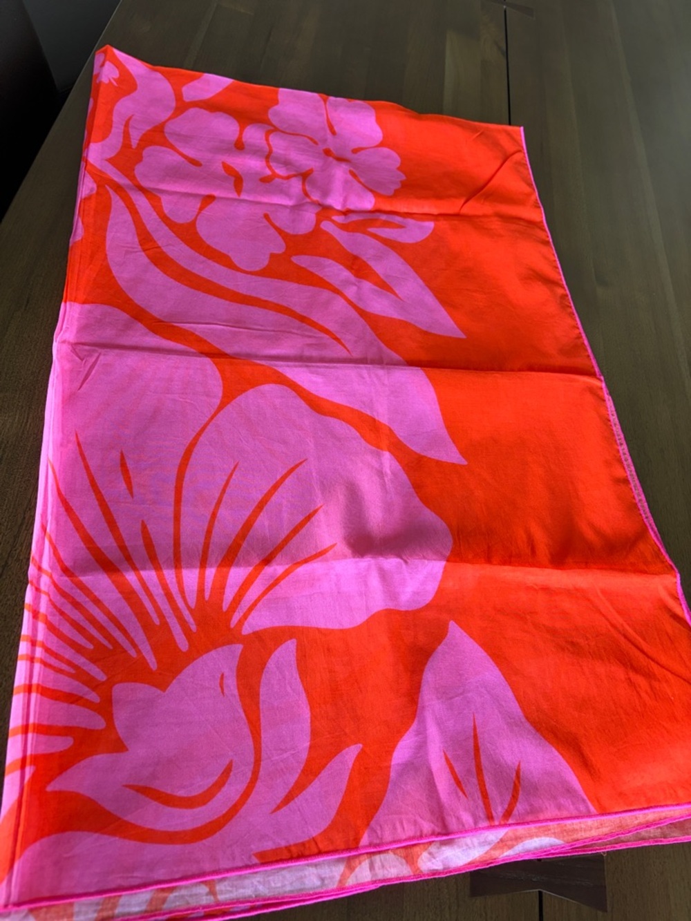 ALOHA Collection Heipua Orange and Pink Floral Pareo Wrap - Picture 4 of 8